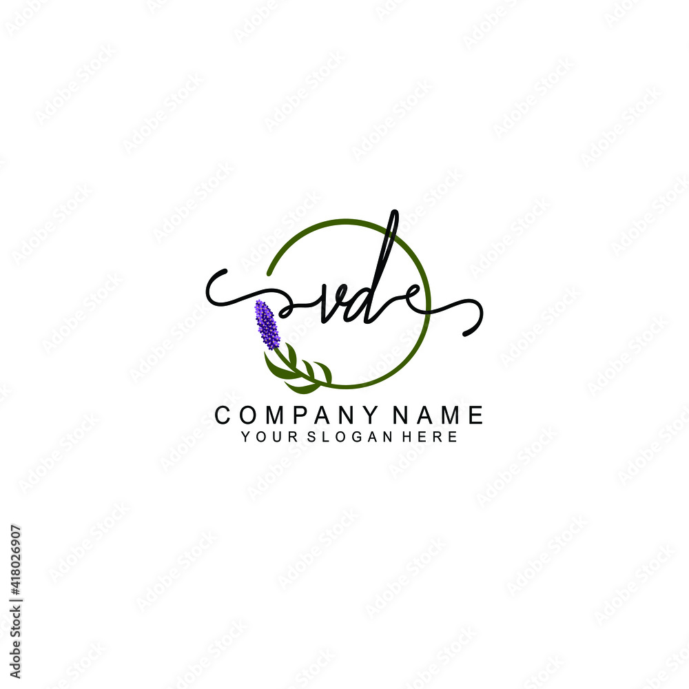Letter VD Beautiful handwriting logo Letter VD Beautiful handwriting logo