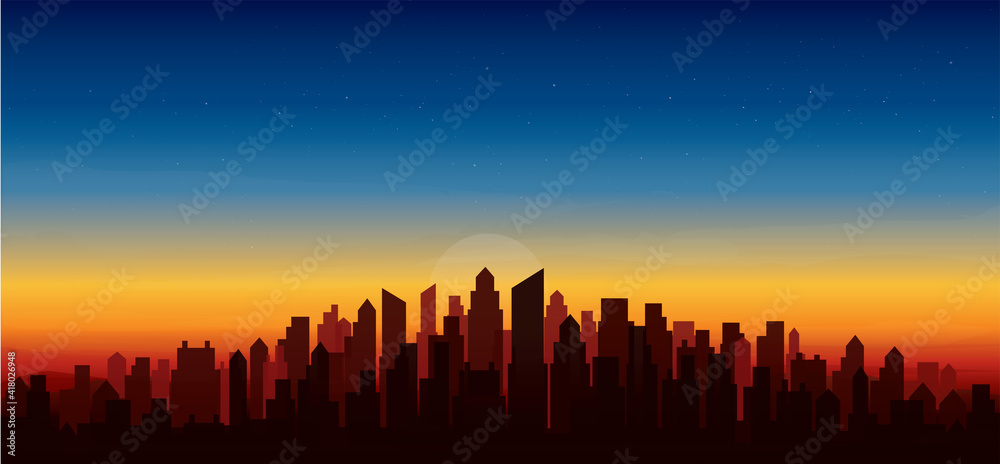 modern city skyline sunset  landscape backgrounds vector illustration EPS10