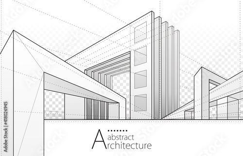 Architecture building construction perspective design, abstract modern urban landscape background.