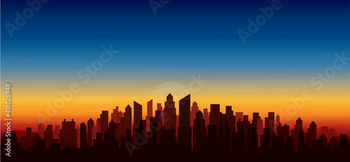 modern city skyline sunset landscape backgrounds vector illustration EPS10