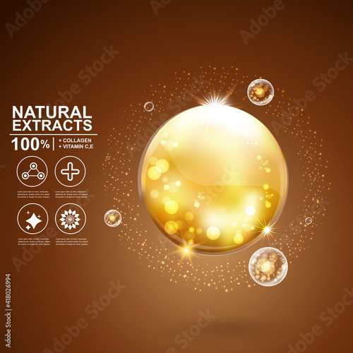 Collagen Solutions Vector Background Concept for Advertising Banner Poster SkinCare Cosmetic Products.