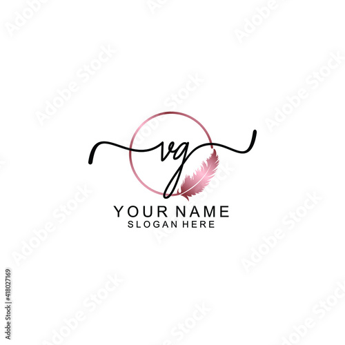 Letter VG Beautiful handwriting logo