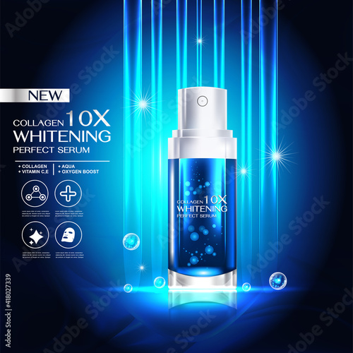 Collagen Serum or Vitamin Light Effect Background Concept Skin Care Cosmetic.