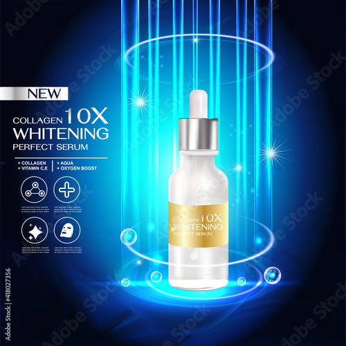 Collagen Serum or Vitamin Light Effect Background Concept Skin Care Cosmetic.