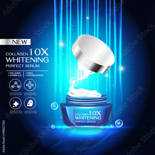 Collagen Serum or Vitamin Light Effect Background Concept Skin Care Cosmetic.