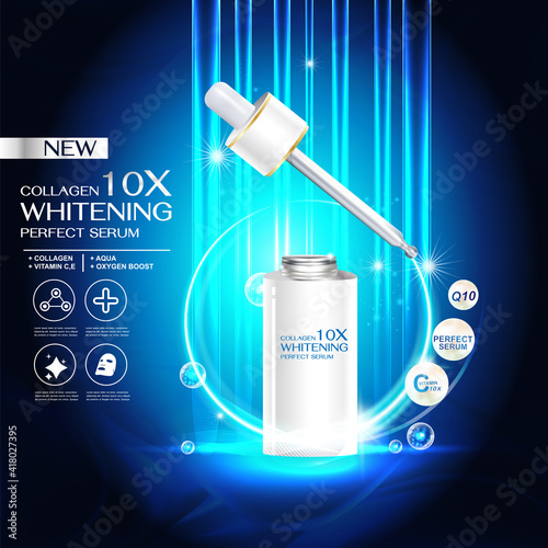 Collagen Serum or Vitamin Light Effect Background Concept Skin Care Cosmetic.