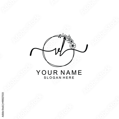 Letter VL Beautiful handwriting logo