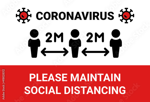 Covid-19 prevention - Social Distancing, maintain 2 meters from other people for Coronavirus pandemic