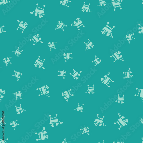 Green Pet stroller icon isolated seamless pattern on green background. Vector.