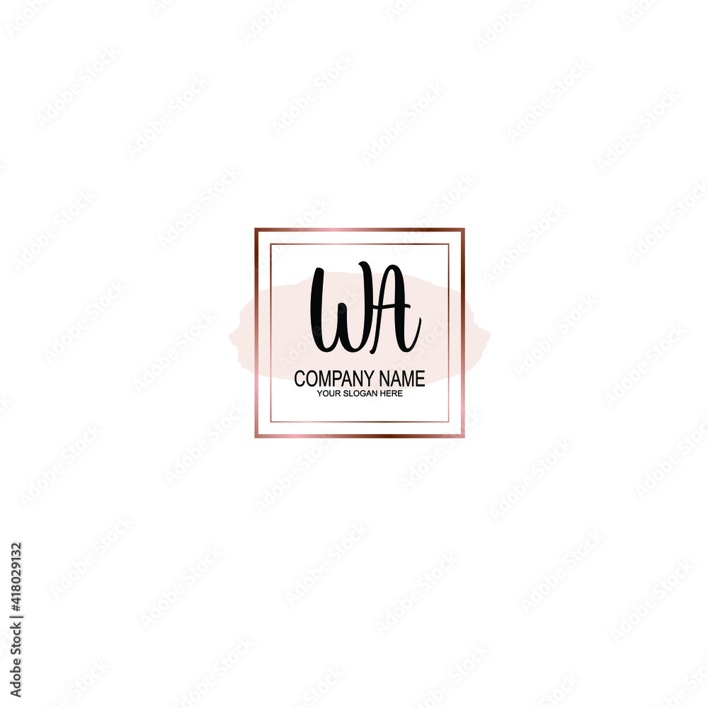 Letter WA Beautiful handwriting logo Letter WA Beautiful handwriting logo