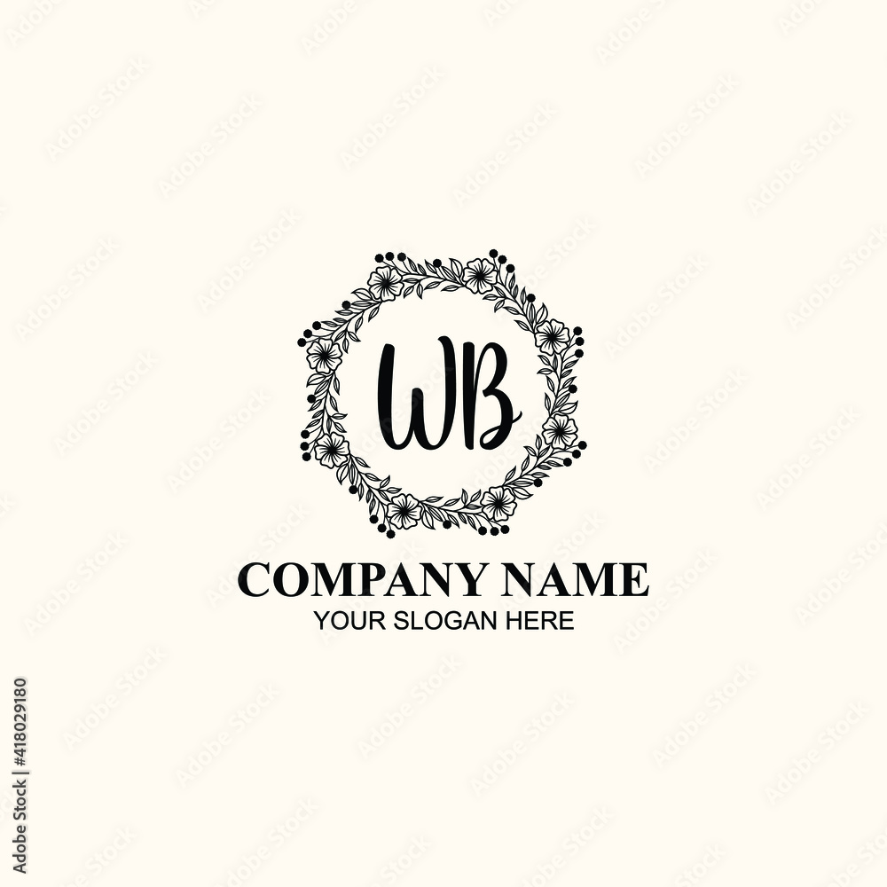 Letter WB Beautiful handwriting logo Letter WB Beautiful handwriting logo