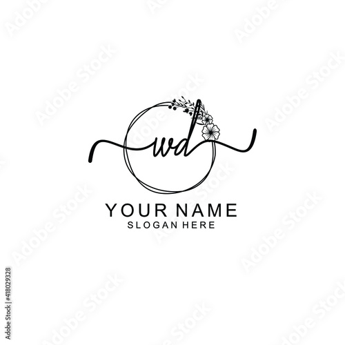 Letter WD Beautiful handwriting logo