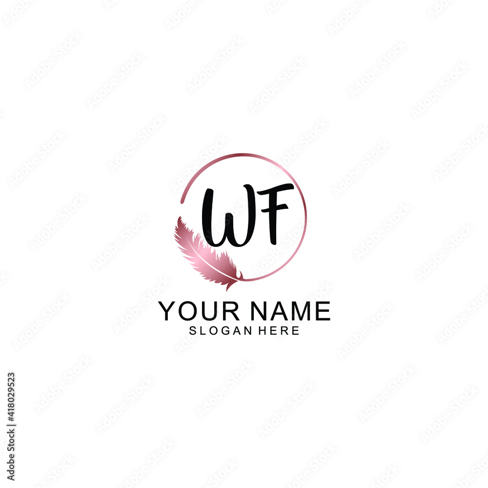 Letter WF Beautiful handwriting logo Letter WF Beautiful handwriting logo