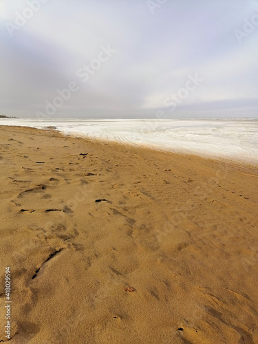 footprints on the sand  sand on the sea beach