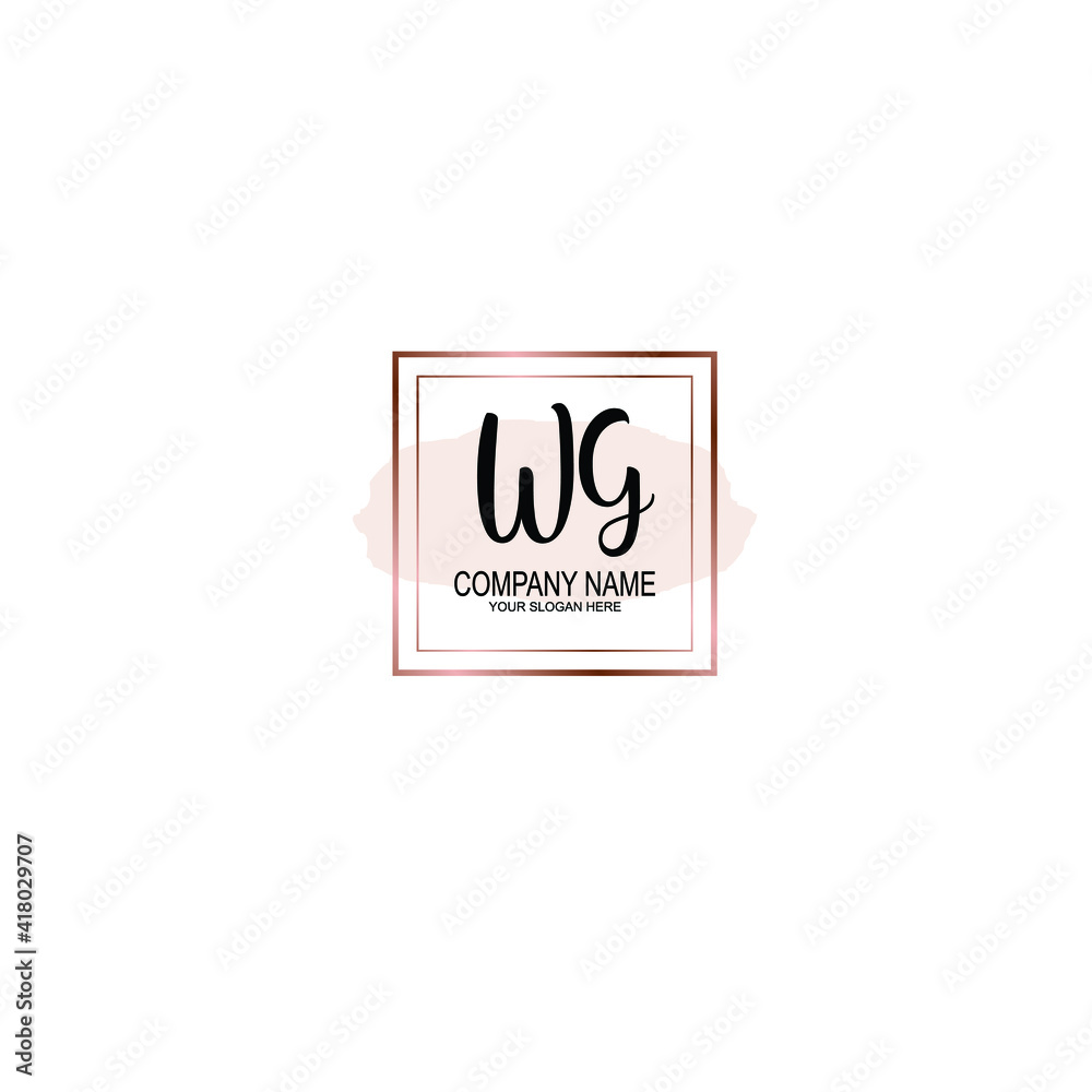 Letter WG Beautiful handwriting logo Letter WG Beautiful handwriting logo