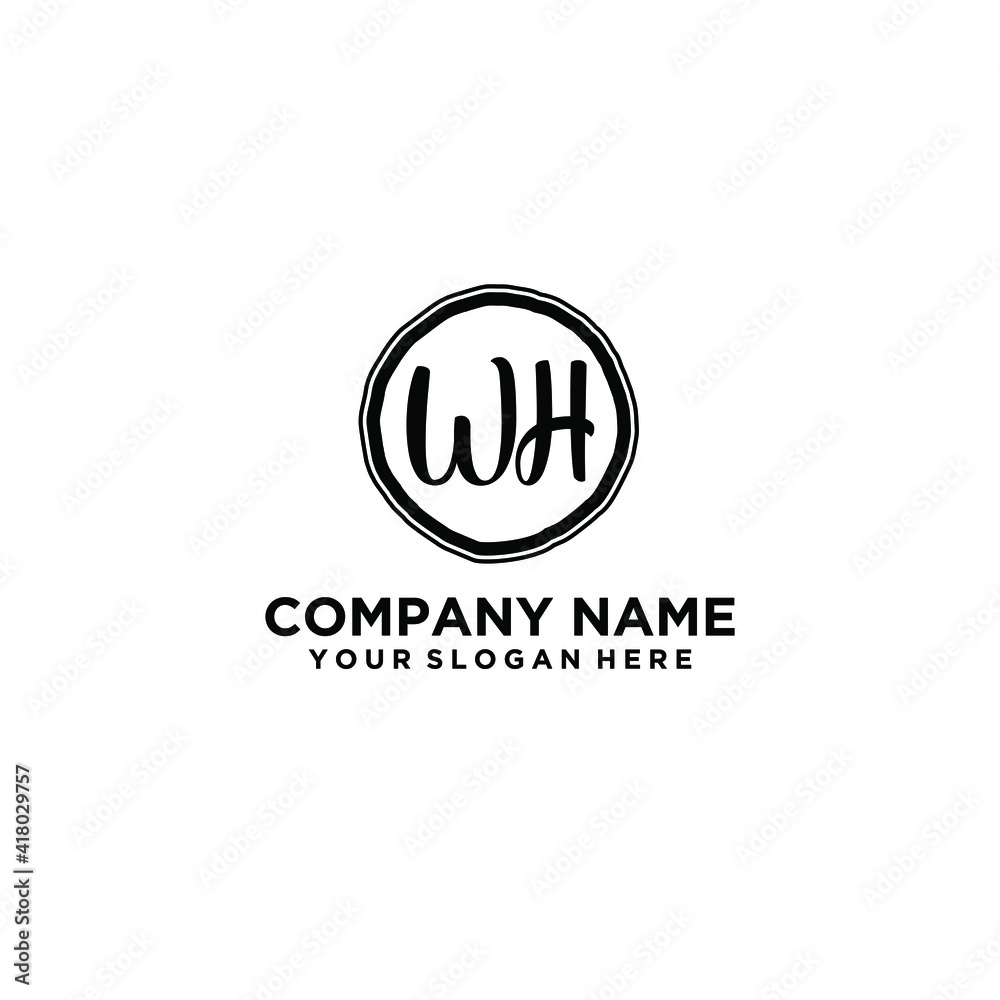 Letter WH Beautiful handwriting logo Letter WH Beautiful handwriting logo