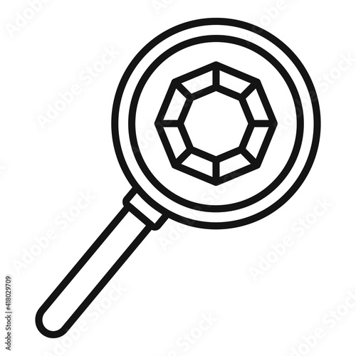 Jeweler magnifier icon. Outline jeweler magnifier vector icon for web design isolated on white background