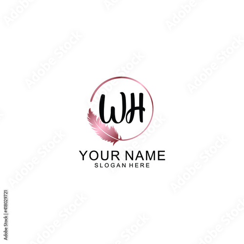 Letter WH Beautiful handwriting logo