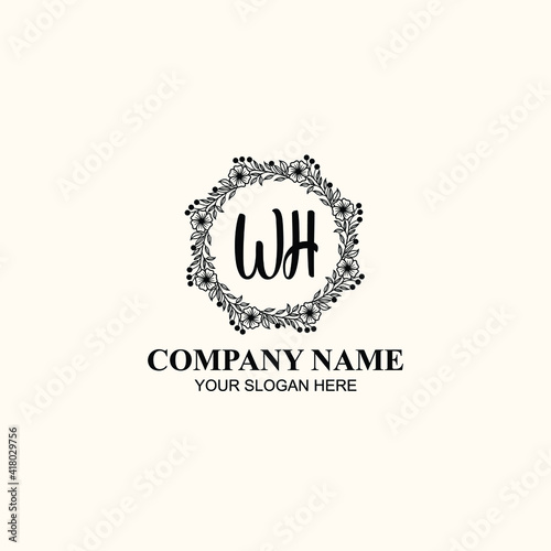 Fototapeta Naklejka Na Ścianę i Meble -  Letter WH Beautiful handwriting logo