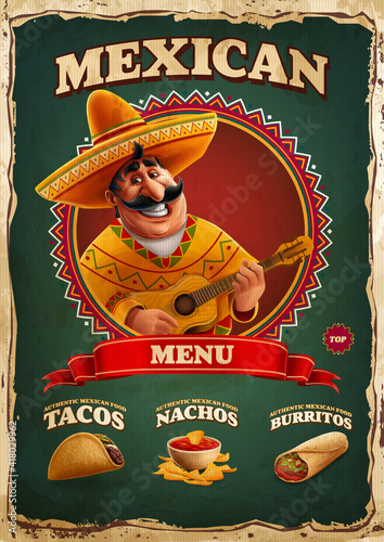 mexican sombrero poster vintage for fast food
