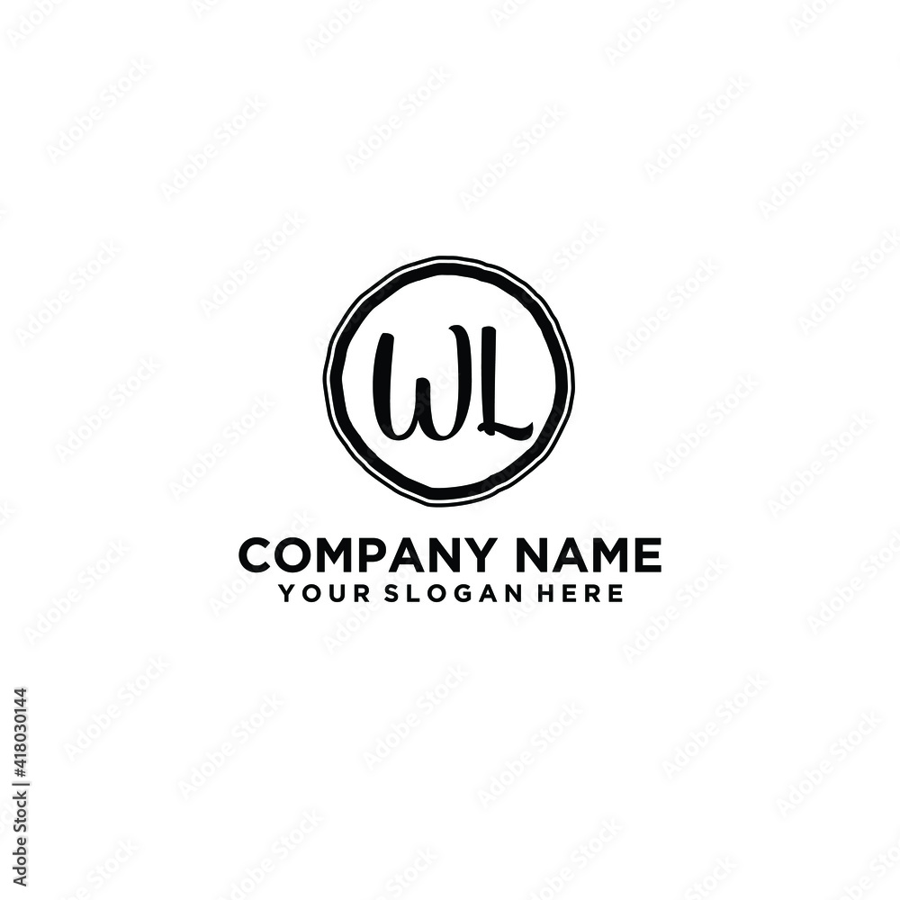 Letter WL Beautiful handwriting logo Letter WL Beautiful handwriting logo
