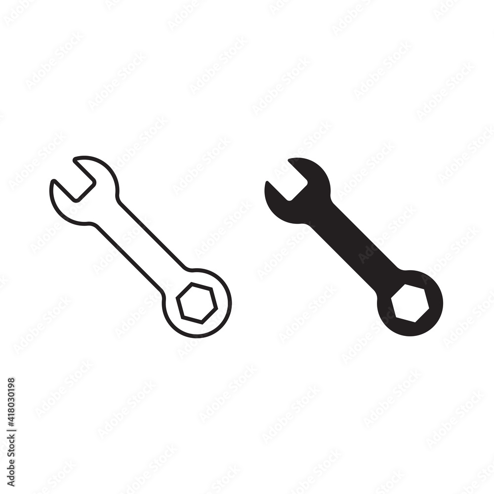 Wrench icon on white background Wrench icon on white background