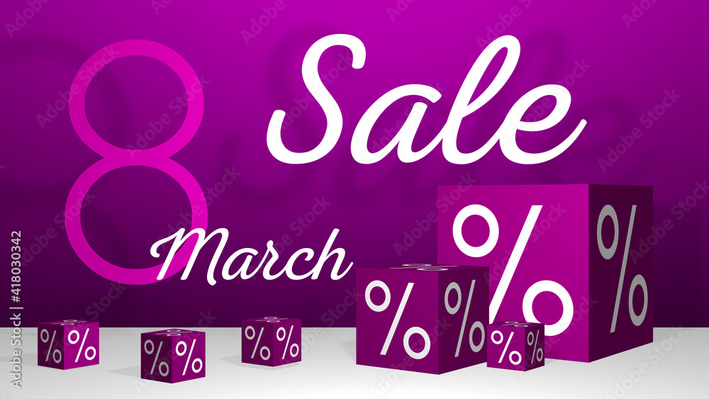 3d illustration on the theme March 8 sale 3d illustration on the theme March 8 sale