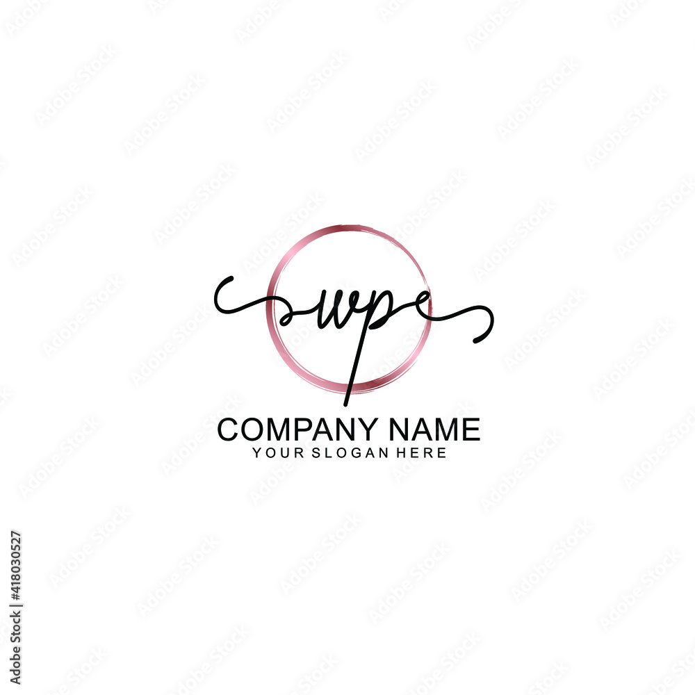 Letter WP Beautiful handwriting logo Letter WP Beautiful handwriting logo