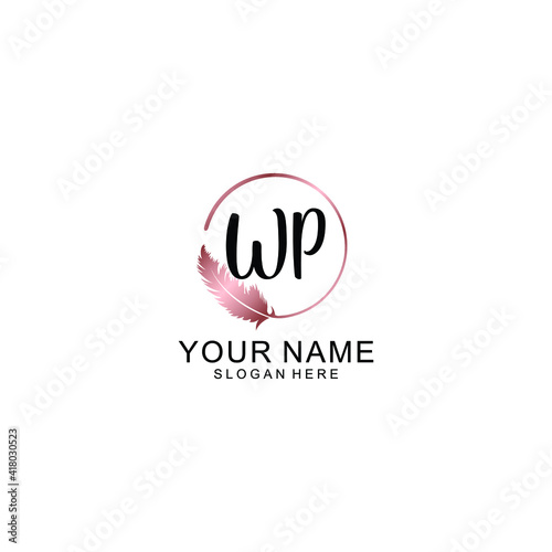 Letter WP Beautiful handwriting logo