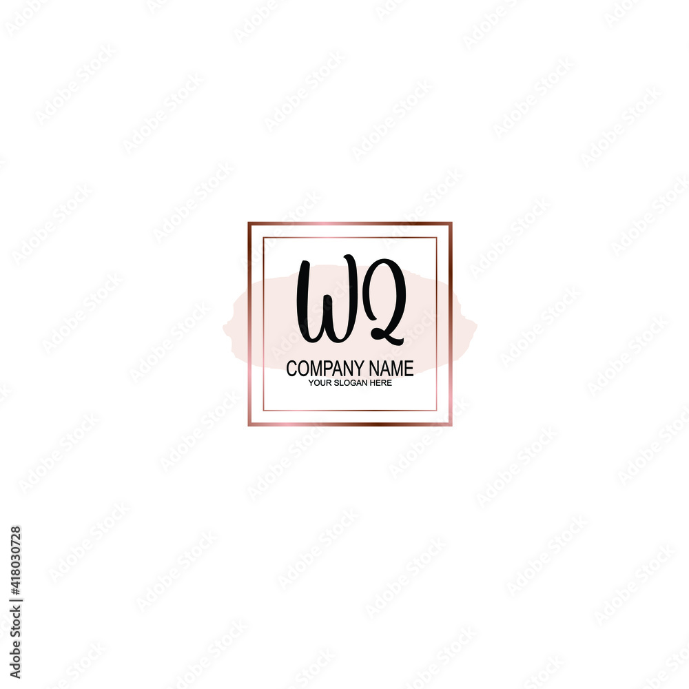 Letter WQ Beautiful handwriting logo Letter WQ Beautiful handwriting logo