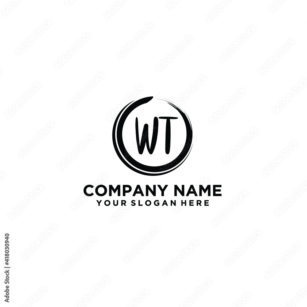 Letter WT Beautiful handwriting logo
