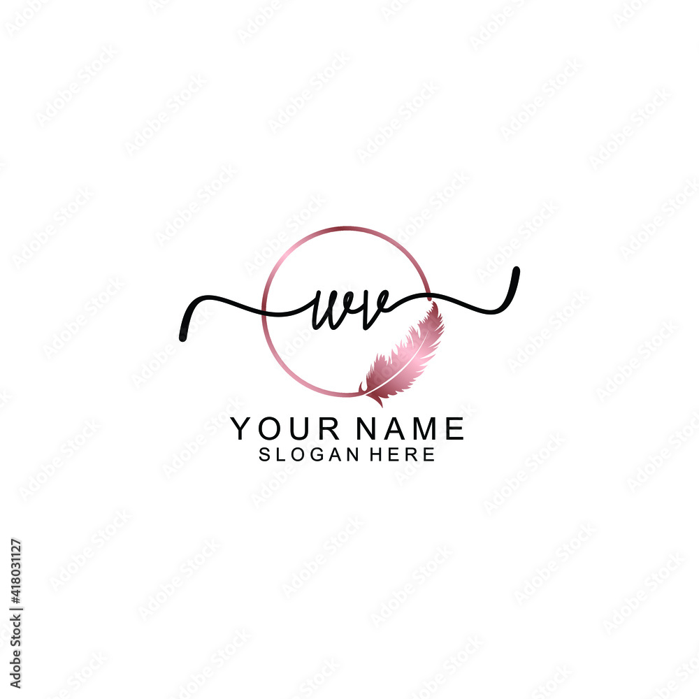 Letter WV Beautiful handwriting logo Letter WV Beautiful handwriting logo