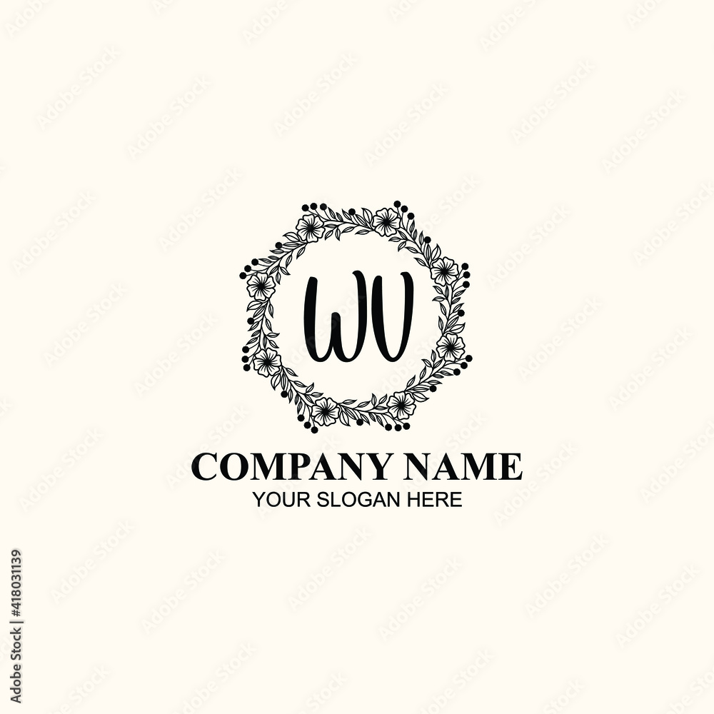Letter WV Beautiful handwriting logo