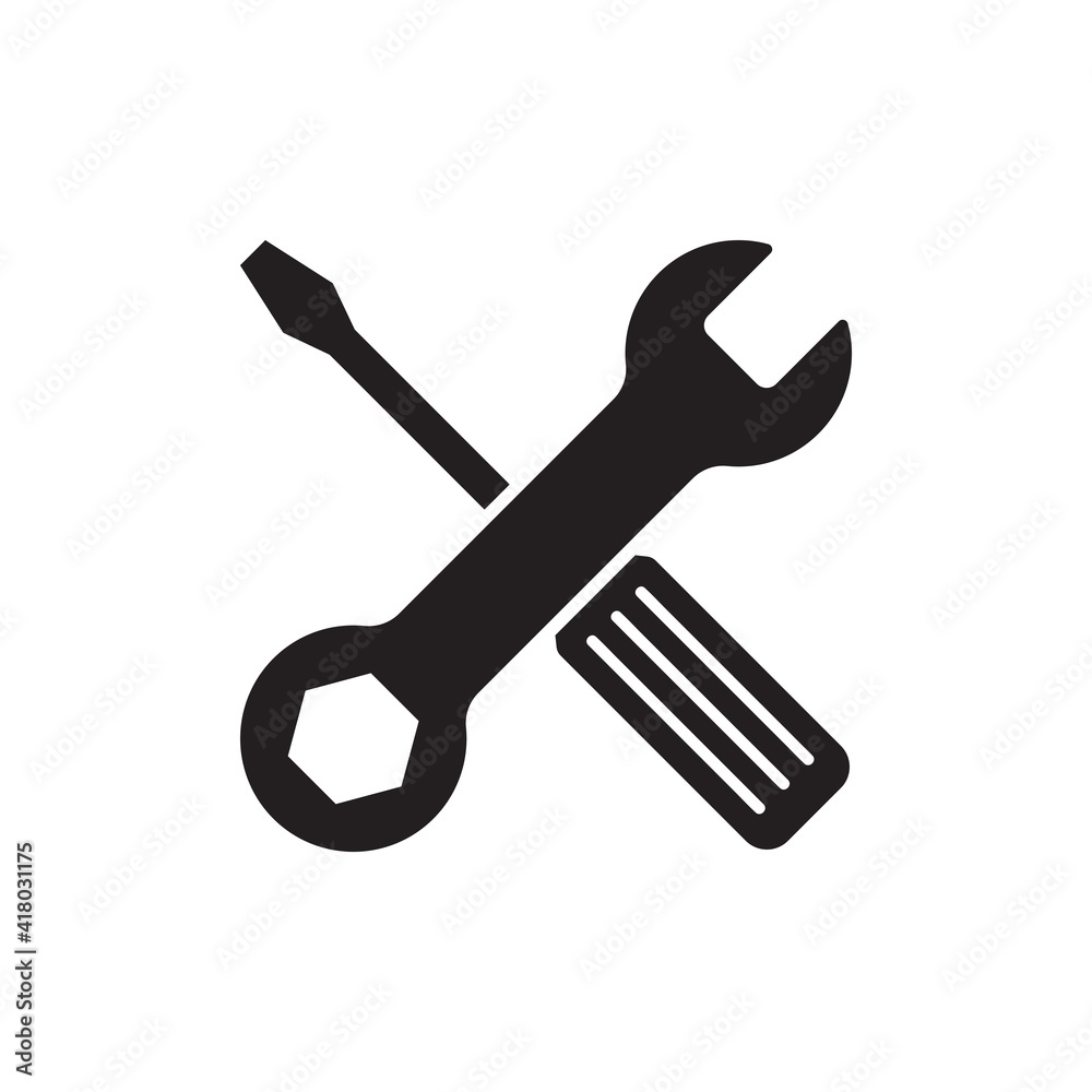 Wrench and Screwdriver icon. Tools vector icon Wrench and Screwdriver icon. Tools vector icon