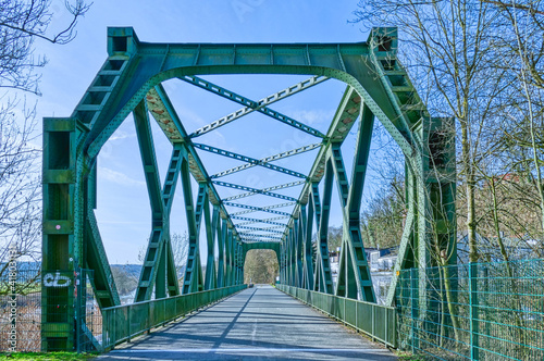 Historische Eisenbahnbrücke an der Ruhr in Essen Steele photo