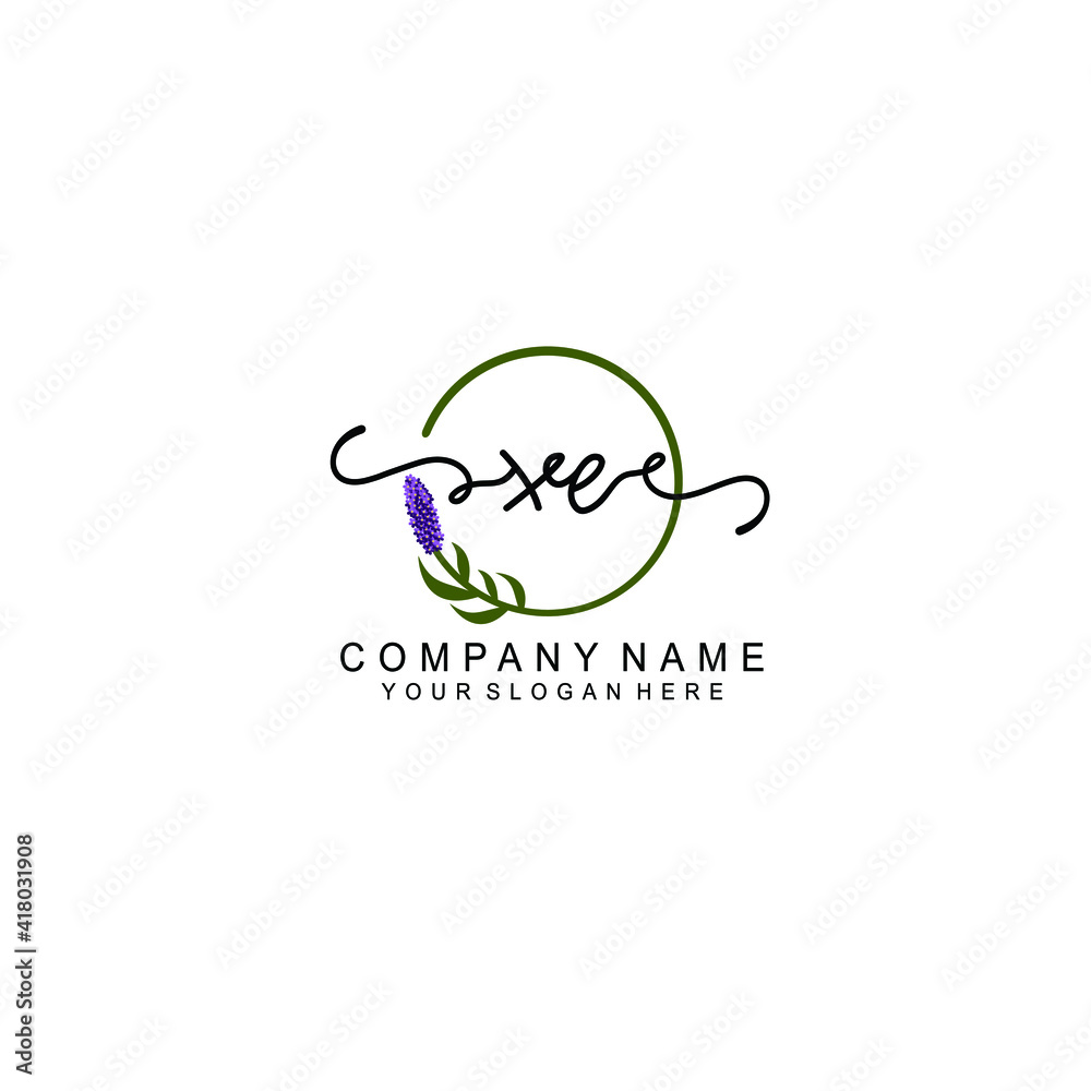 Letter XE Beautiful handwriting logo Letter XE Beautiful handwriting logo