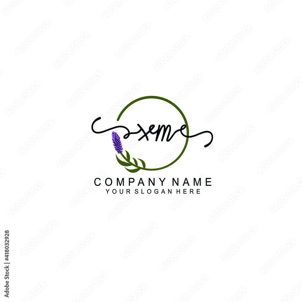 Letter XM Beautiful handwriting logo Letter XM Beautiful handwriting logo