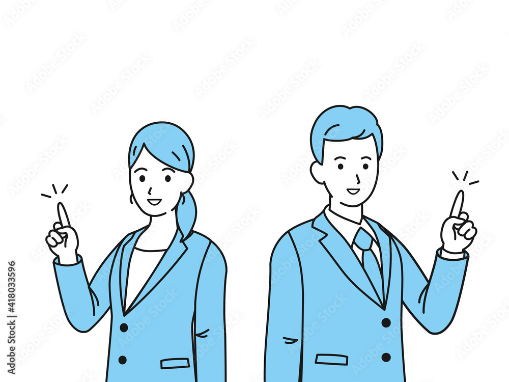 会社員 指をさす ポーズ 仕草 スーツ姿の男女 イラスト素材 Vector De Stock Adobe Stock