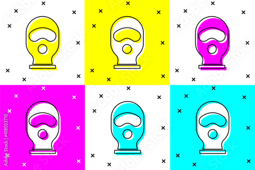Set Balaclava icon isolated on color background. A piece of clothing for winter sports or a mask for a criminal or a thief. Vector.