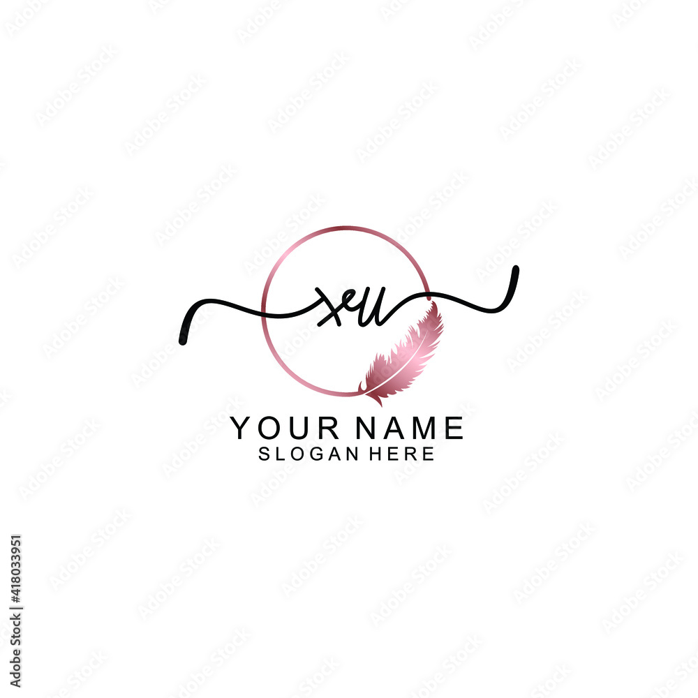 Letter XU Beautiful handwriting logo