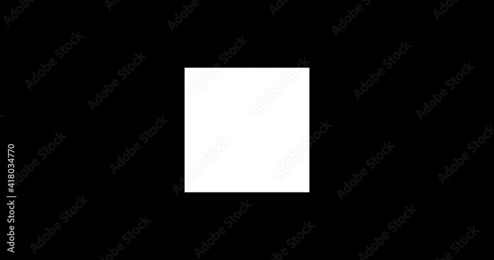 White square. Animation of a liquid appearance of a white square on a