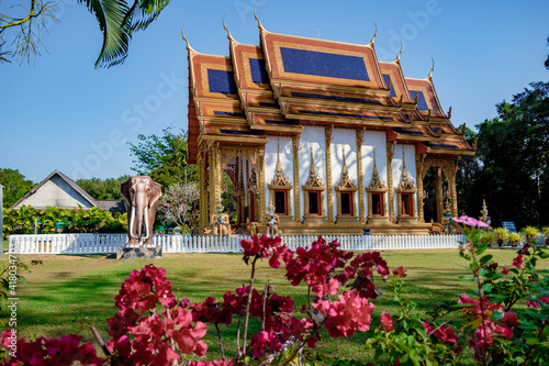 Khao Lak Phuket Thailand, Khuk Khak Temple ,Khao Lak Thailand, Buddhist temple Khuek Khak Temple on a sunny day. South East Asia photo