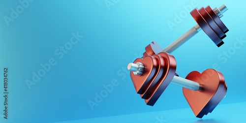 Wallpaper Mural Sports and health concept. Sports athletic dumbbells in the shape of a heart. 3d illustration. Place for text Torontodigital.ca