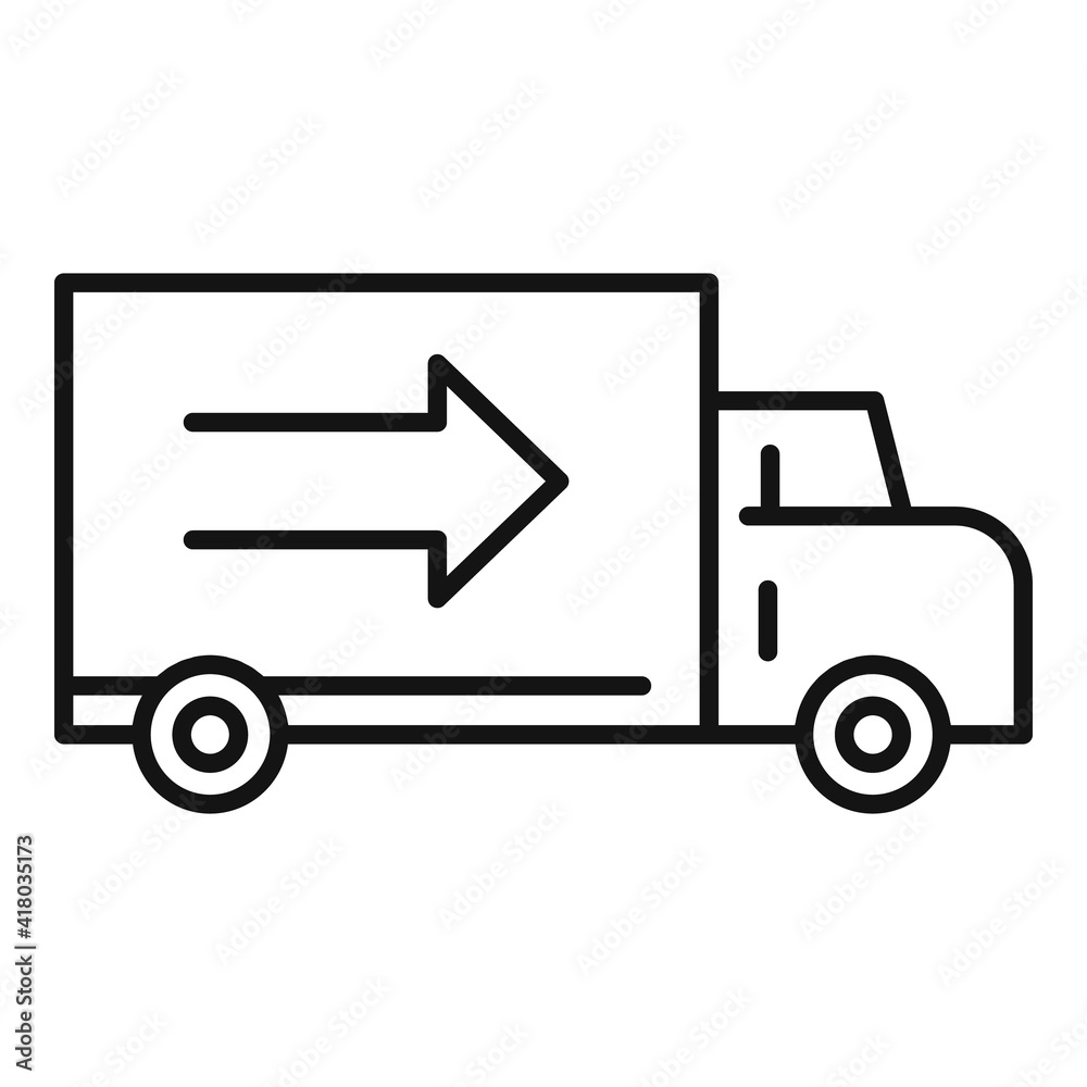 Delivery truck icon. Outline delivery truck vector icon for web design isolated on white background Delivery truck icon. Outline delivery truck vector icon for web design isolated on white background
