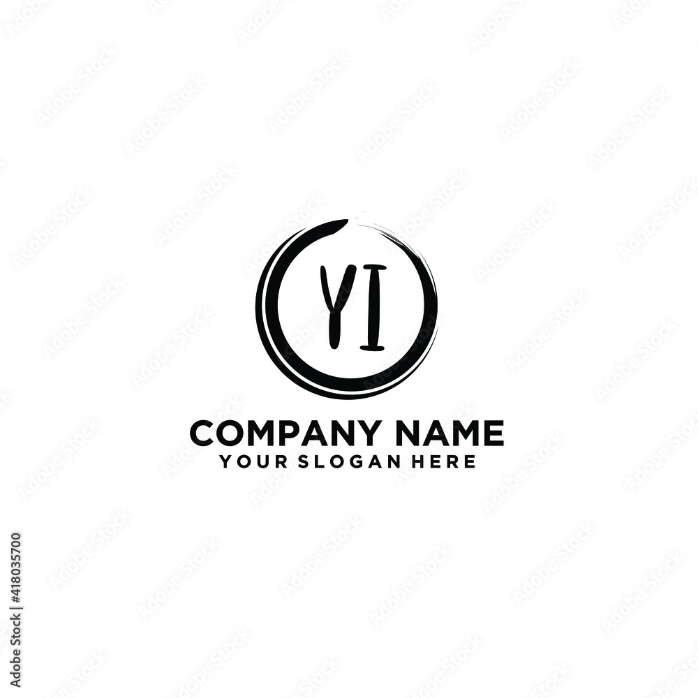 Letter YI Beautiful handwriting logo Letter YI Beautiful handwriting logo