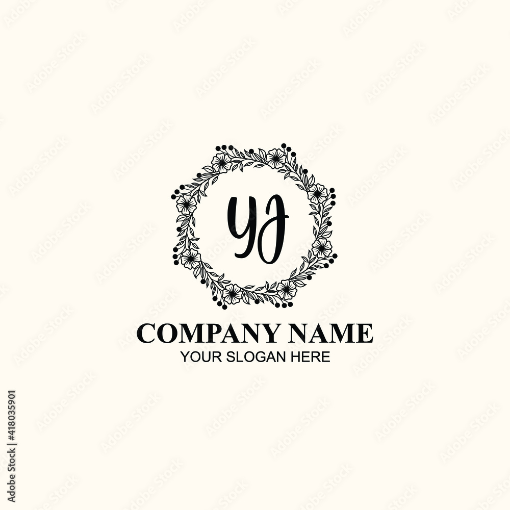 Letter YJ Beautiful handwriting logo Letter YJ Beautiful handwriting logo