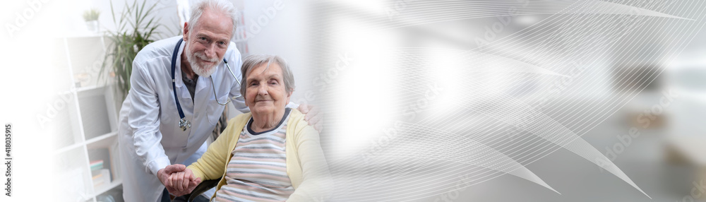 Concept of elderly support; panoramic banner Concept of elderly support; panoramic banner