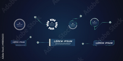 Futuristic style leader callout HUD. Modern digital templates applicable for frame layout. Information calls and arrows. Futuristic hud frame red and blue png.	