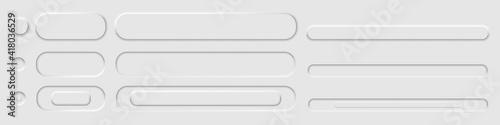 Vector set of white buttons in neomorphism style. A set of buttons for a site or application. Stock illustration EPS 10