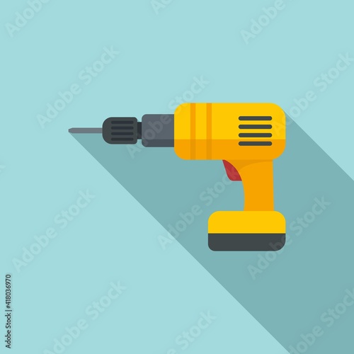 Electric drill icon. Flat illustration of electric drill vector icon for web design